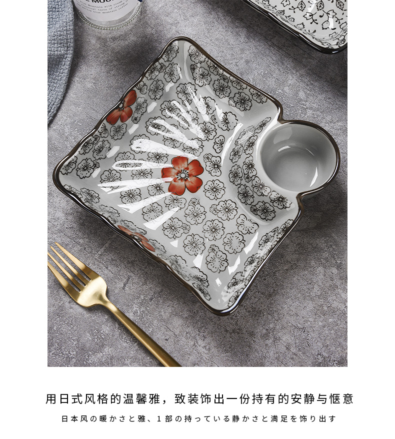 Japanese under glaze color porcelain tableware square dumplings dribbling vinegar dish creative cold dish dish dish dish dish