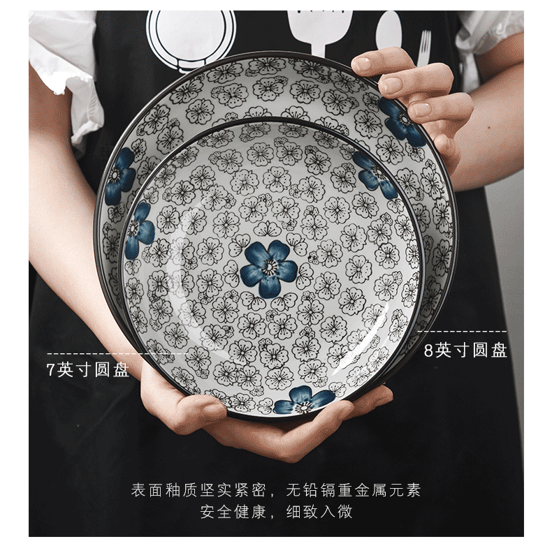 Japanese under the glaze color tableware ceramics steak plate plate hotel creative west dish dish with fish dish dish meals