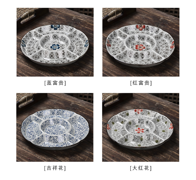 Japanese ceramics tableware separated creative household food plates segmentation plate plate plate frame plate web celebrity plates