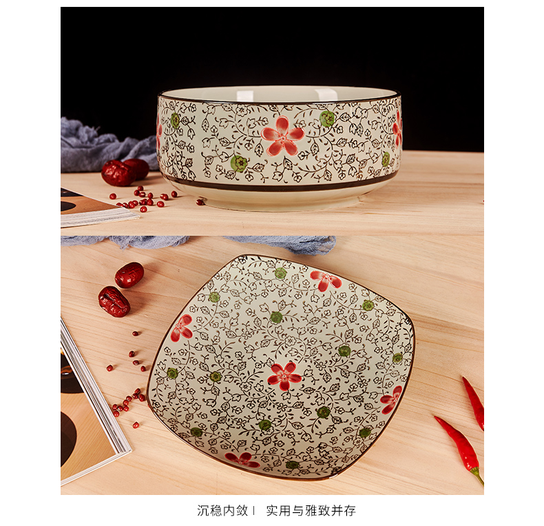 The dishes suit household jingdezhen ceramics from Japanese under The glaze color bowl chopsticks dinner suit to use of The composite plate