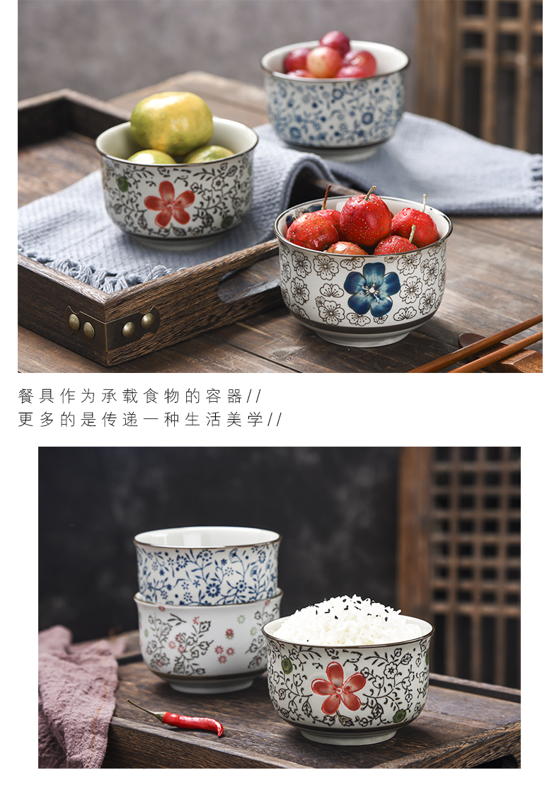The use of a single meal jingdezhen Japanese under the glaze made pottery bowls tableware suit millet rice Bowl Bowl soup Bowl