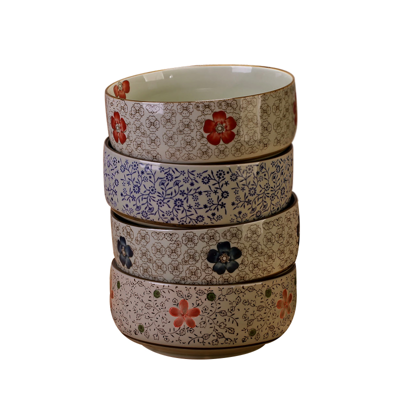 Creative jingdezhen ceramic bowl Korean Japanese under the glaze color hand - made ceramic 8 inches large soup bowl bowl of tableware