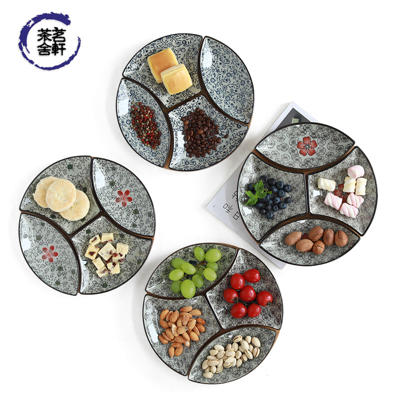 Creative household ceramic plate of fruit platter move compote means' lads' Mags' including nuts, snack plate cold dish plate ceramic disc