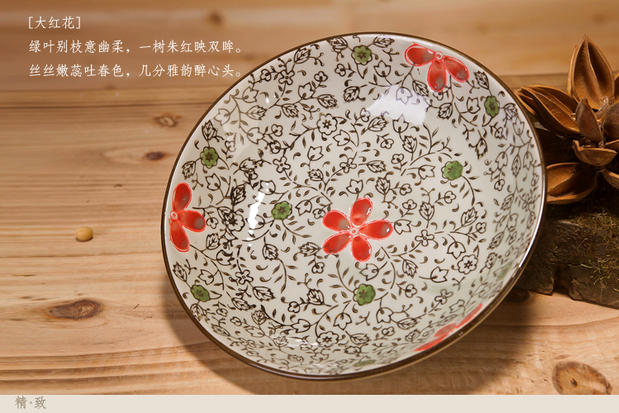 Nhật Bản men màu bộ đồ ăn bằng gốm tấm tấm bít tết khách sạn sáng tạo bữa ăn phương tây tấm đĩa hộ gia đình đĩa cá đĩa - Đồ ăn tối đĩa tròn