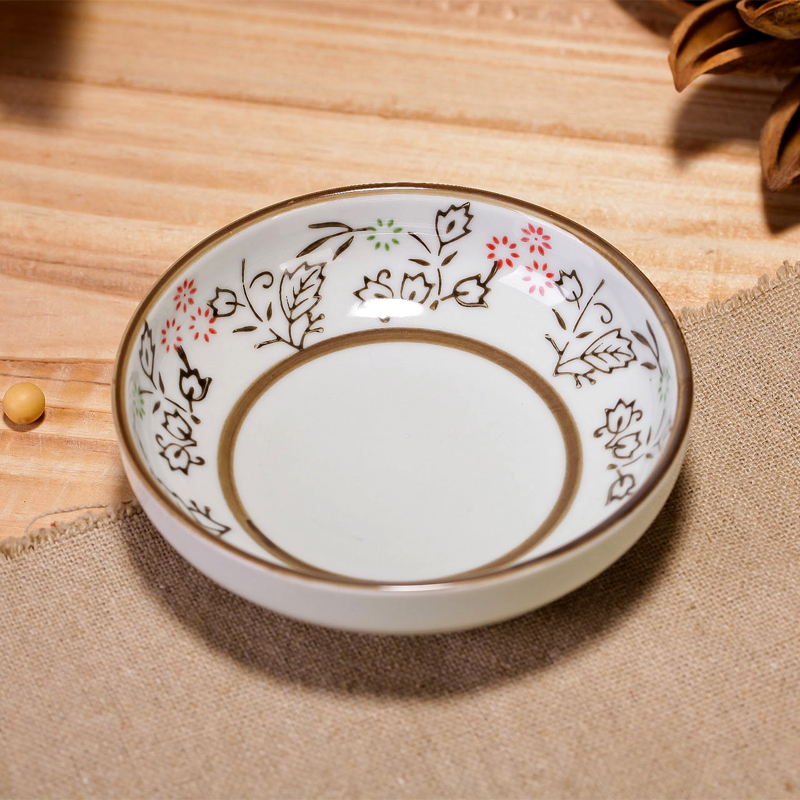 Ling Ming xuan chashe rounded flavor dish of form a complete set of ceramic tableware dipping sauce dish of Japanese under the glaze color hand - made soy sauce dish