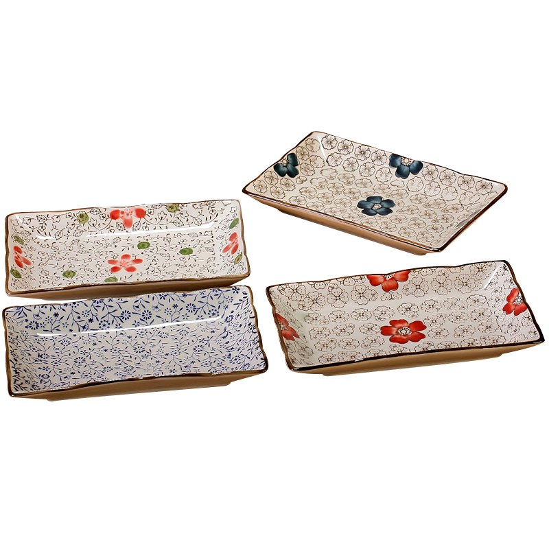 Japanese creative hand - made ceramic plate under the glaze color sushi plate side dish dish wire rod dish 8 inch lotus leaf