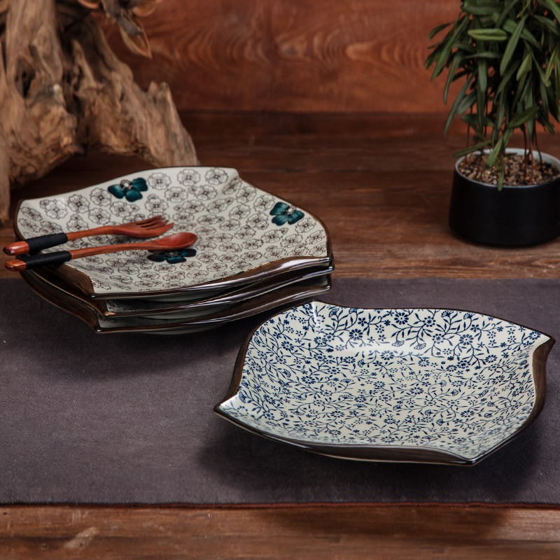 Ling Ming xuan chashe Angle plate of Japanese under glaze color porcelain hotel tableware hot and cold food special creative dishes