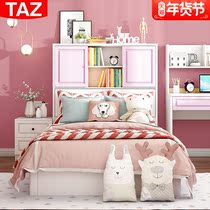 Childrens bed board bed girl pink bedroom bed 1 2 meters 1 5 meters single bed tatami high Box storage bed