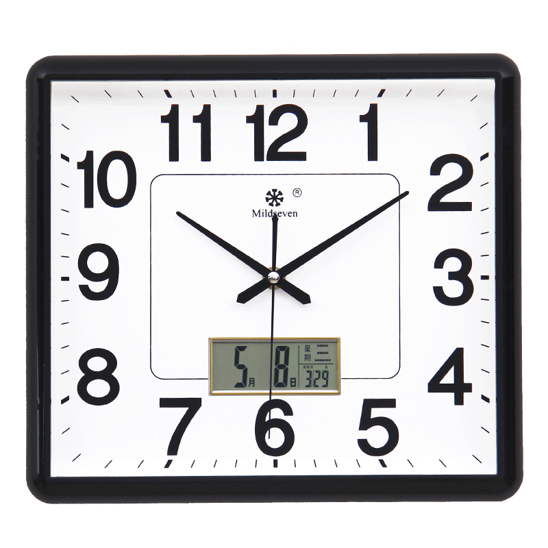 Square electronic hanging clock Living room mute watch and watch Home Personality Creative Fashion Art Calendar Quartz Clock Hanging Wall