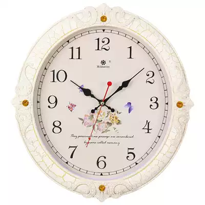 Silent wall clock living room European style pastoral art clock creative decoration quartz clock home clock hanging watch