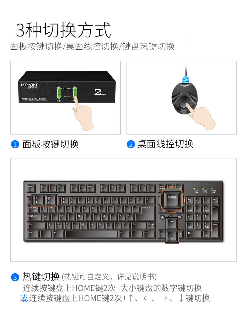 KVM-переключатель 工业级vga kvm切换器2口usb自动vga电脑机箱主机 笔记本 监控 录像机 鼠标键盘共享切换器 扩展器 二进一出 Mt/viki