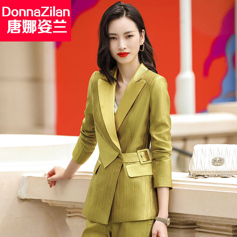 Acetate satin small suit jacket women's spring and autumn high-end fashion temperament goddess fan suit high-end professional suit