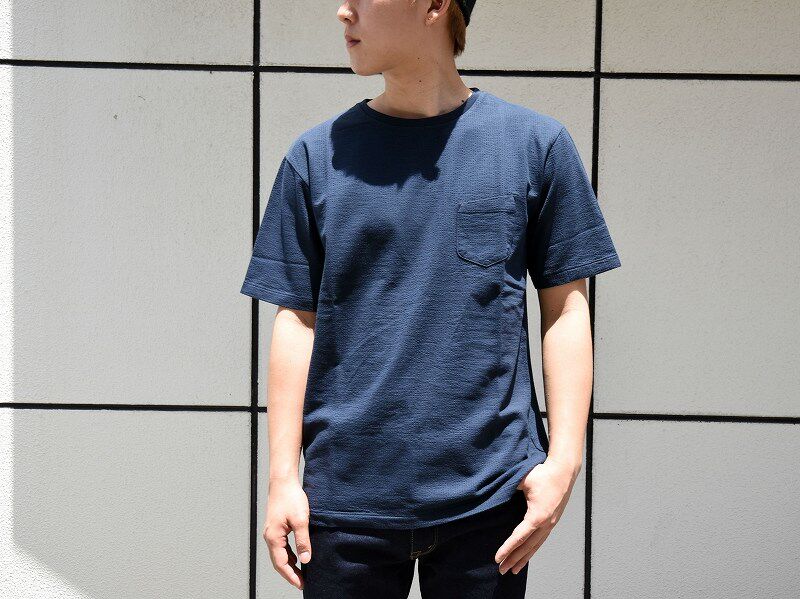 KURO SEERSUCKER POCKET TEE BUBBLE YARN Breathable Pocket T-shirt