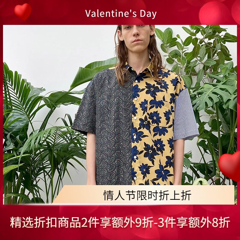 Japanese MISTERGENTLEMAN MODERN SHIRT MG multicolor stitching short sleeve shirt made in Japan