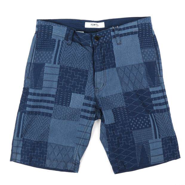 FDMTL ASHIKO SHORT PANTS Stab Embroidered Blue Dyed Shorts