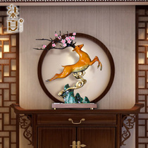 Pure copper sika deer ornaments home wine cabinet decorations living room porch new Chinese handicrafts