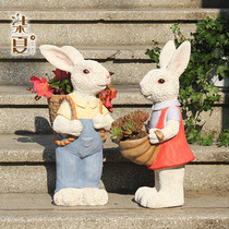 Cute rabbit fleshy potted ornaments creative living room home decorations Garden Garden cartoon crafts pots