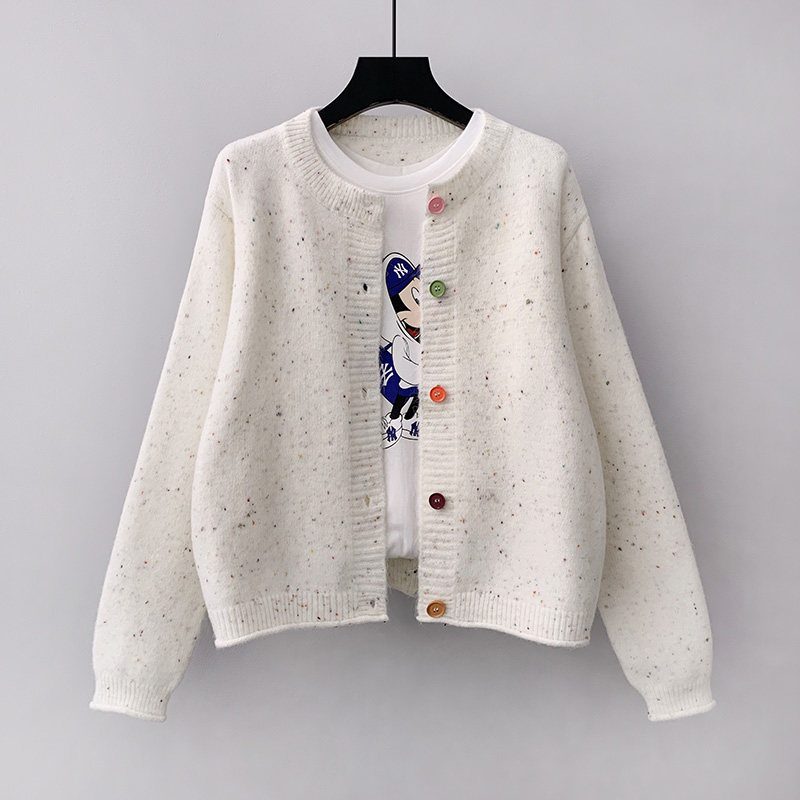 Color Dot Dot Flower Yarn Sweater Jacket Woman Fall Little Guy Outside Wearing Loose And Lazy Wind Knit Cardiovert Blouse