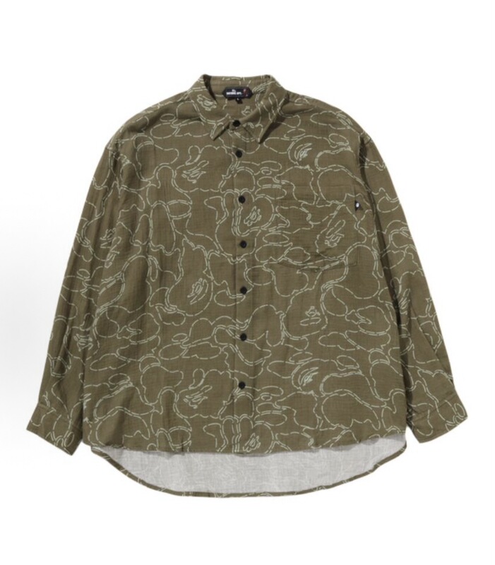 Bape Ss25 Full-Print Dotted Camouflage Pattern Lapel Long-Sleeved Shirt Size S Bape Ss25 Full-Print Dotted Camouflage Pattern Lapel Long-Sleeved Shirt Size S
