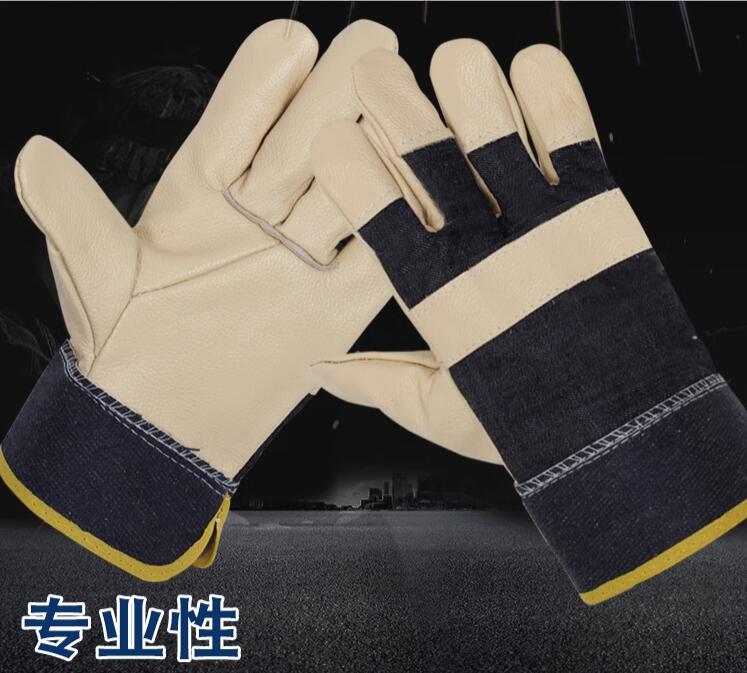 Găng tay hàn da bò đầy đủ ngắn dành cho thợ hàn hàn bền cách nhiệt cộng với bông ấm bảo vệ găng tay chống bỏng bao tay hàn điện găng tay hàn điện 