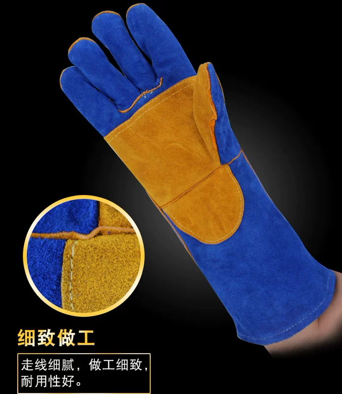 Găng tay hàn dài toàn bộ bằng da bò dành cho thợ hàn hàn gia cố cơ khí và găng tay cách nhiệt bền bỉ chịu nhiệt độ cao găng tay bảo hộ thợ hàn găng tay bảo hộ hàn