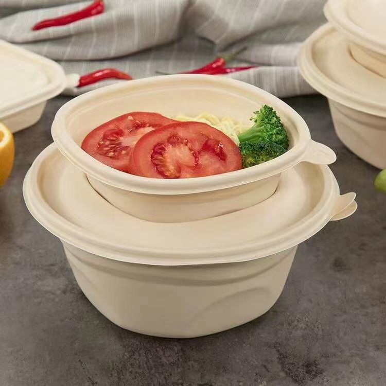 Environmentally Friendly Packaging Box, Biodegradable Disposable Lunch Box, Double-Layer Bowl, Two-Layer 1500ml Corn Starch-Based Soup Bowl, Round Environmentally Friendly Packaging Box, Biodegradable Disposable Lunch Box, Double-Layer Bowl, Two-Layer 1500ml Corn Starch-Based Soup Bowl, Round