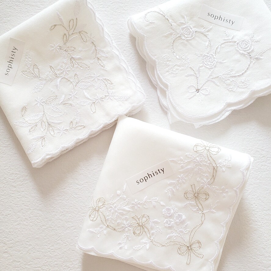 Spot Japan imported Sopisty white soft embroidery lace pure cotton handkerchief handkerchief