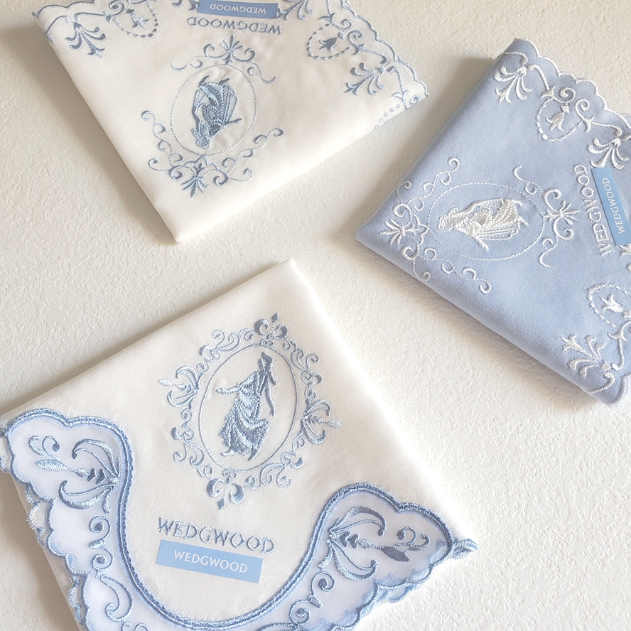 スポット WEDGWOOD ウェッジウッド レディース 日本製 携帯用 女神 刺繍 レース 純綿 ハンカチ ハンカチ