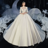 Атласное свадебное платье 2021 Новая невеста немного темперамента, супер бессмертная мечта простой французский свет Heburn большой размер