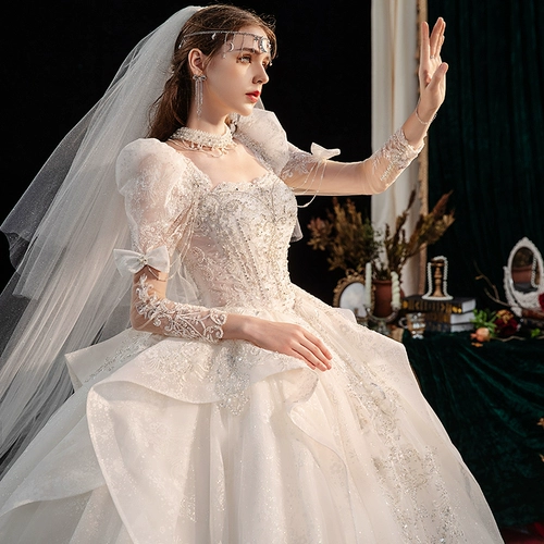 Весенний лонгслив для невесты, коллекция 2023, подходит для подростков, открытые плечи, кружевное платье, большой размер