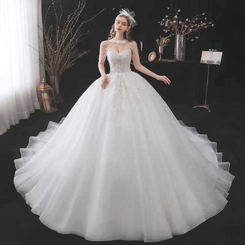 Свадьба 2021 Новая невеста темперамент проста и разблокирован, главный малый размер охватывает толстую руку и хвостовую роскошь