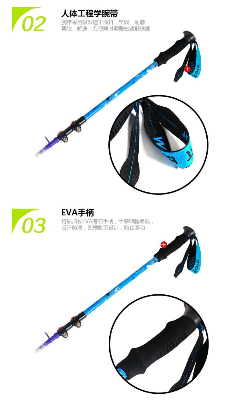 Widdy Carbon trekking mặc ba phần khóa kính thiên văn xử lý thẳng leo núi gậy đi bộ nhện - Gậy / gậy gậy chống