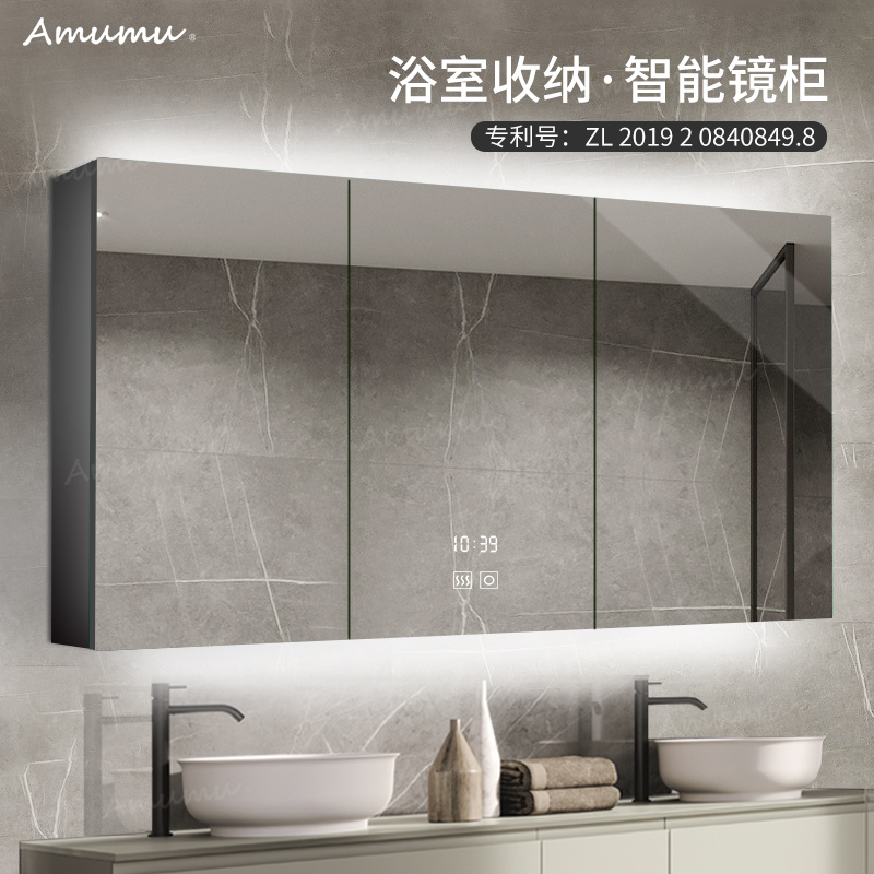 Smart Mirror Cabinet Alone With Lamp Bathroom Mirror Cabinet Hanging Wall Style Dressing Room Mirror Cabinet Custom Mirror Case Bathroom containing cabinet