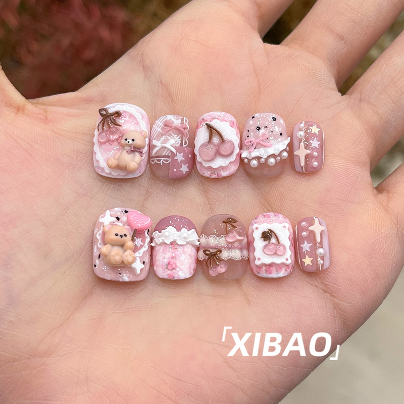 Pink Wearable Nails, Short French Style, Brightening and Cute, Wearable Nail Art, 2026 New Style, High-End Handmade Nail Patches Pink Wearable Nails, Short French Style, Brightening and Cute, Wearable Nail Art, 2026 New Style, High-End Handmade Nail Patches