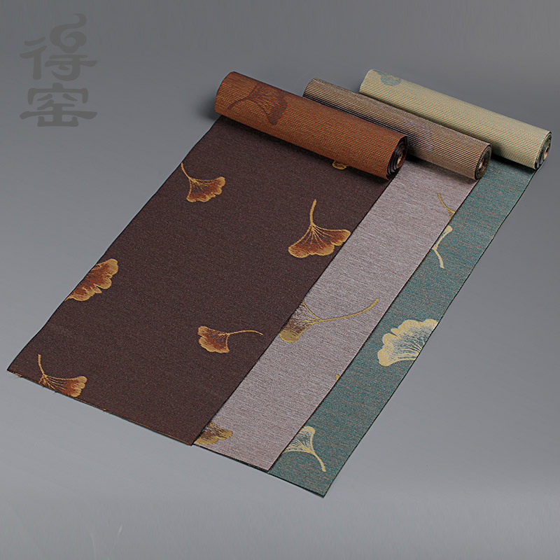 Silk creative double layer waterproof tea mat kung fu tea set tea table flag cotton linen cloth art heart through dry tea towel master seat