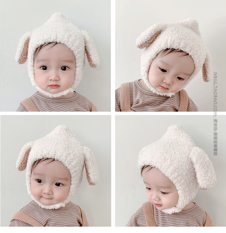 宝宝冬季帽子毛绒帽婴儿护耳帽护脸可爱超萌男女童一岁套头帽冬天详情4