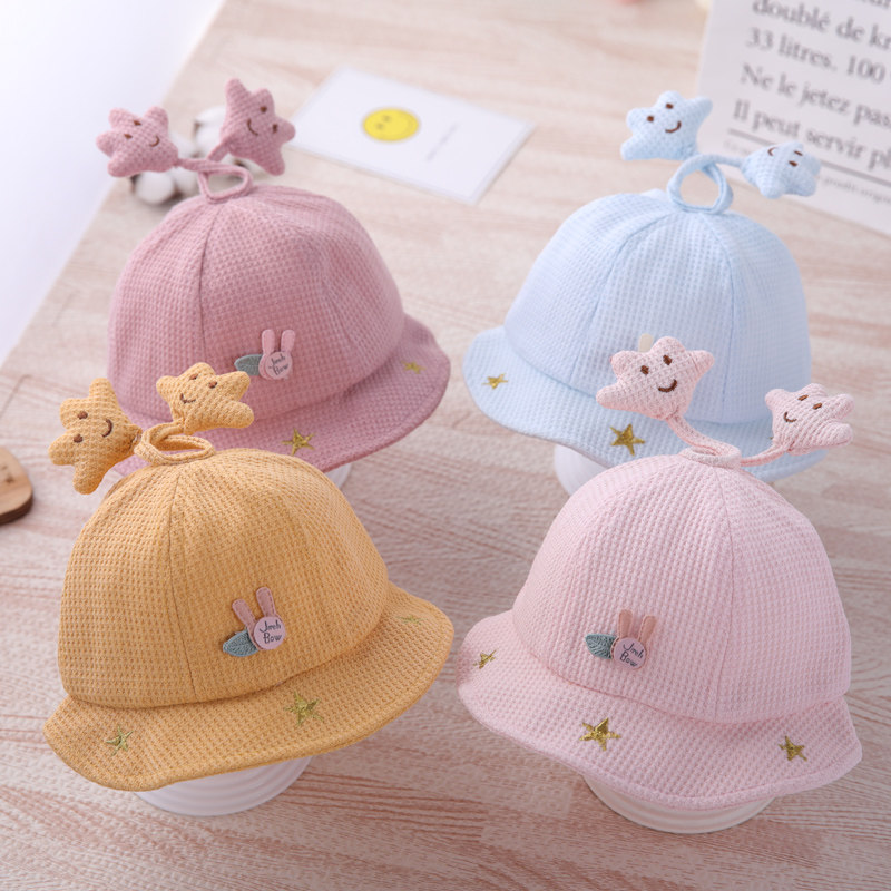 Baby hat spring and autumn thin section female baby fisherman hat cute super cute newborn sunscreen spring toddler sun hat