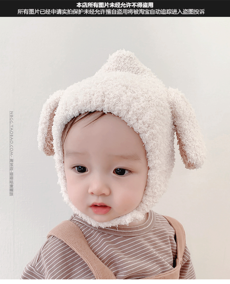 宝宝冬季帽子毛绒帽婴儿护耳帽护脸可爱超萌男女童一岁套头帽冬天详情3
