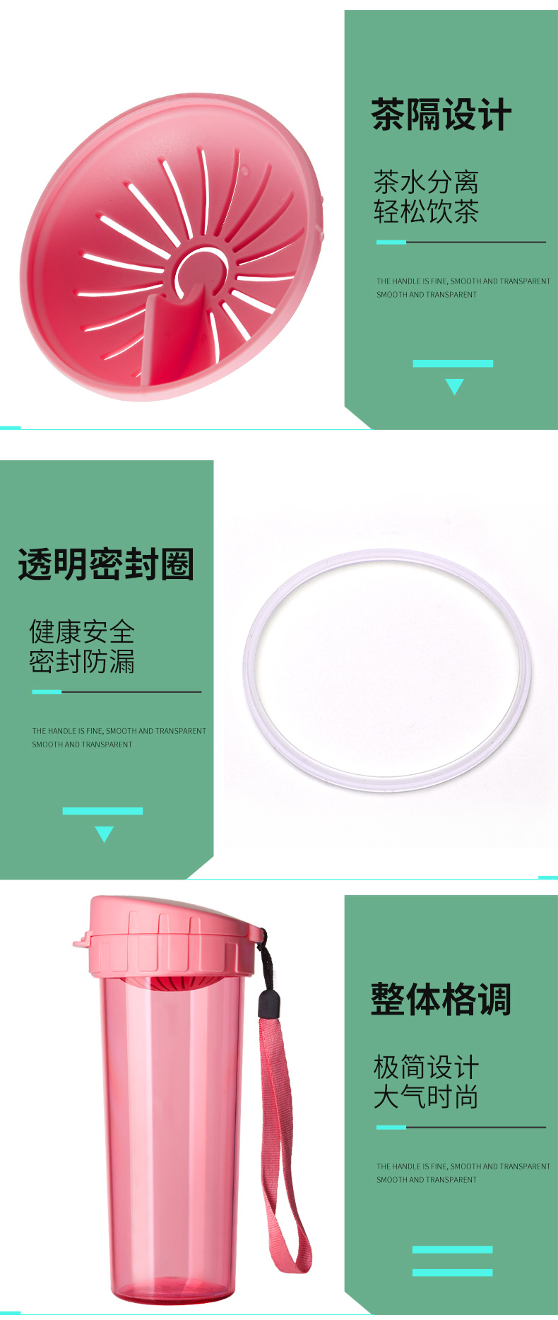 Yuhua Ting Cup Cốc nhựa 500ml xách tay nam và nữ sinh viên thể thao đơn giản chống rơi cốc mùa hè công suất lớn - Tách bình nước trẻ em
