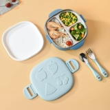 Посуда для кормления, детский комплект для еды из нержавеющей стали, ложка, мультяшная вилка, обеденная тарелка для прикорма, защита при падении, защита от ожогов
