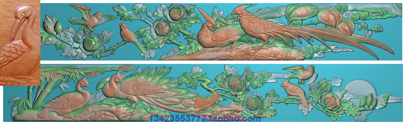 Relief map scan map engraving map grayscale map new icing on the cake peacock singing autumn 193-28 hand deep carving