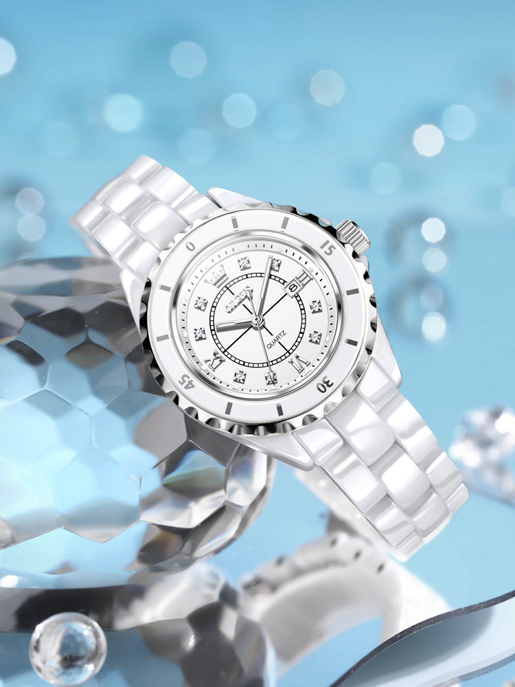 New Year's Gift Swiss Watch for Women, Light Luxury Niche Women's Watch, Luminous Waterproof Ceramic Strap Women's Watch, Top Ten Luxury Watches