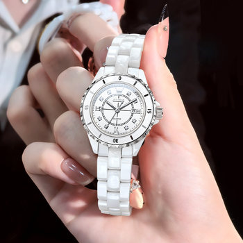 New Year's Gift Swiss Watch for Women, Light Luxury Niche Women's Watch, Luminous Waterproof Ceramic Strap Women's Watch, Top Ten Luxury Watches