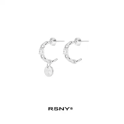 (New product)RSNY chain earrings women's 925 sterling silver high-end ins simple long version of earrings#HighLine