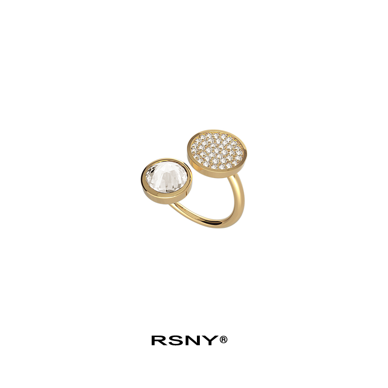 RSNY rivet ring female sterling silver simple and versatile high-end fashion bright opening adjustable
