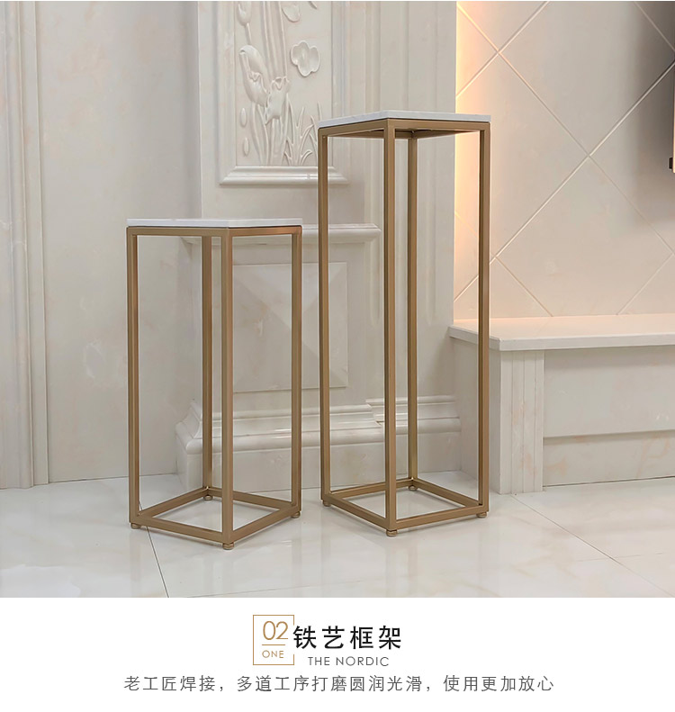 Bắc Âu rèn sắt cẩm thạch hoa đứng phòng khách trang trí khung trong nhà cây xanh khung hoa vàng đứng sàn bonsai khung - Kệ giá để giầy dép