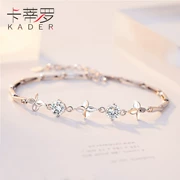 Cartillo bốn lá sterling bạc vòng đeo tay nữ Hàn Quốc phiên bản của cá nhân sinh viên đơn giản Sen Sở mật ong trang trí bằng Swarovski