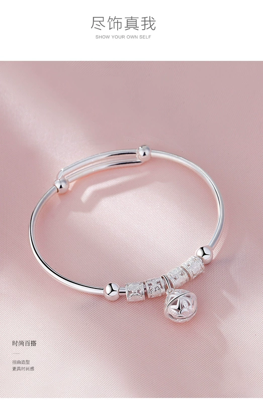 Katillo 999 sterling silver chuông vòng đeo tay nữ sinh viên đơn giản Hàn Quốc phiên bản của tươi Sen trang sức trang sức cung điện chuông cherry bạc vòng tay tỳ hưu