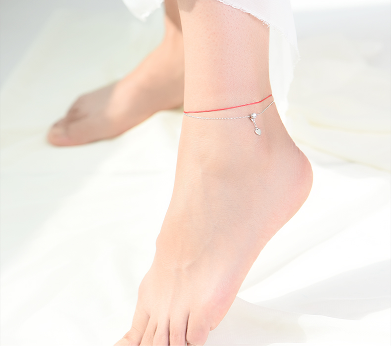 2018 mới 925 sterling bạc đỏ dây đỏ năm sinh vòng chân nữ phiên bản Hàn Quốc của sinh viên đơn giản Sen Nhật Bản và Hàn Quốc retro những mẫu lắc chân đẹp nhất