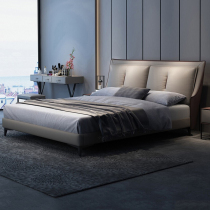 Italian minimalist skin bed Nordic in Red Wind Modern Double Bed Bedroom 1 8 m light luxury soft package bed